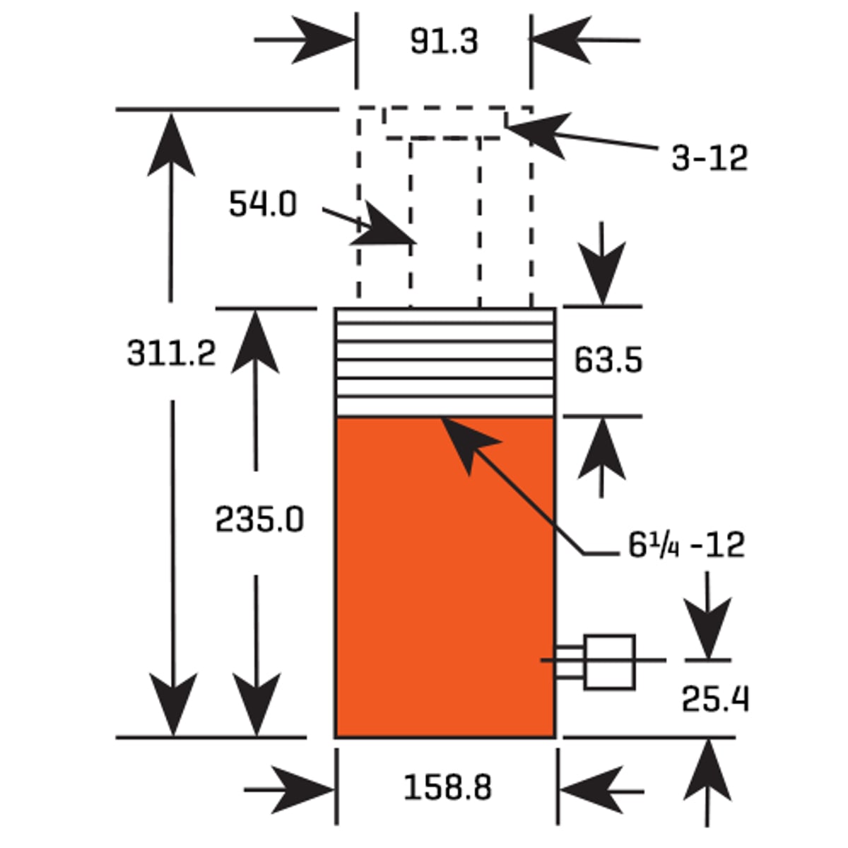 Power Team 60 Ton Centre Hole Cylinder 3 Inch Stroke 700 Bar